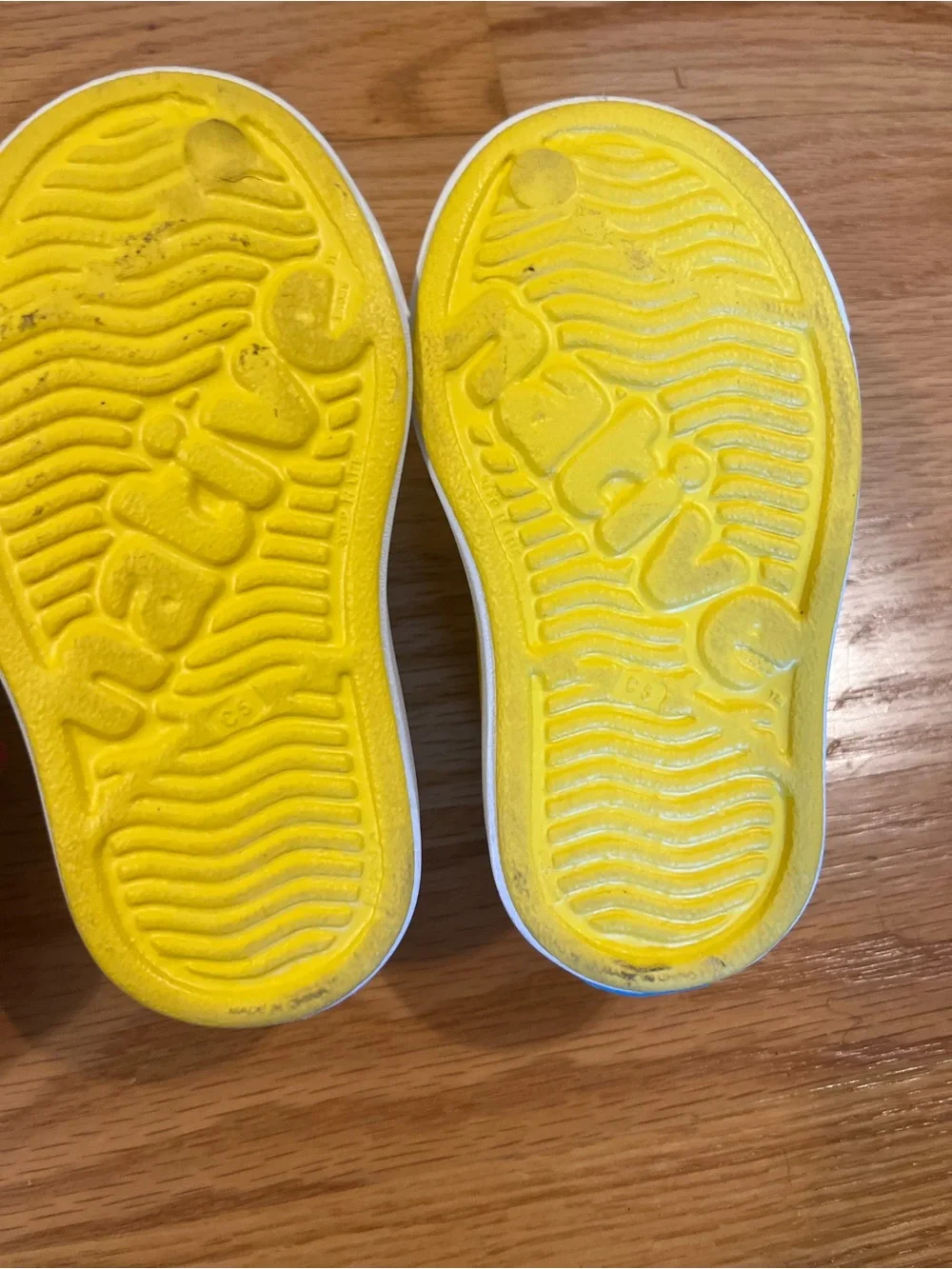 Native Shoes Kids Yellow Water Slip-Ons with White Toe